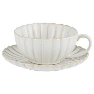 White Pumpkin Shaped Tea Set