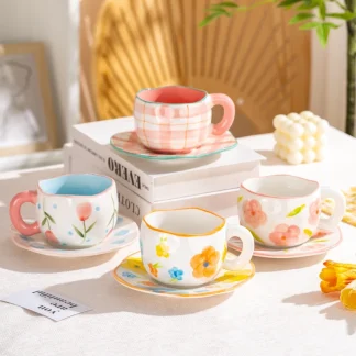 Asymmetric Cute Floral Tea Set