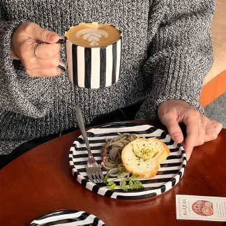 Black And White Striped Tea Set